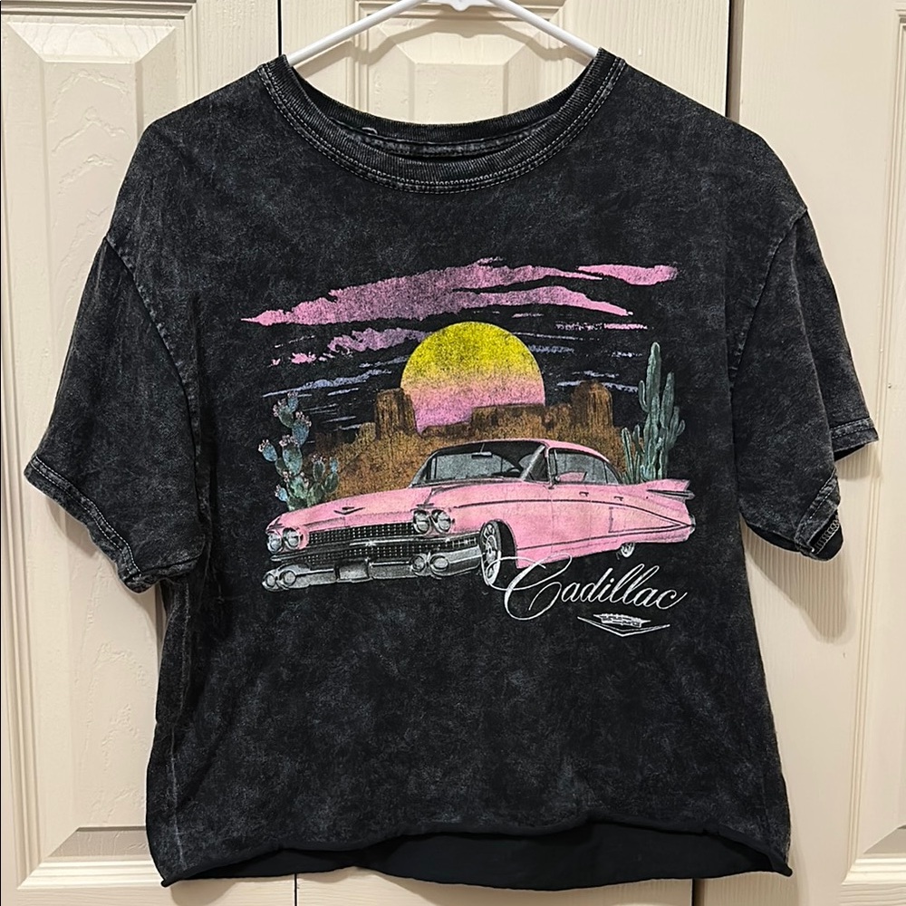 Cadillac Graphic Tee in Black and Pink